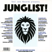 "Soul Jazz Records presents JUNGLE! M-BEAT Surrender; Cutty Ranks; DJ Vern and DJ Ash. Schwarzes Löwenlogo zentriert."