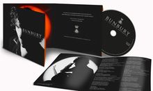 Texte: "Bunbury De Un Siglo Anterior", Namen von Musikern und Designern. CD-Cover mit Schwarz-Weiß-Porträt und Silhouette.