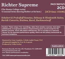 Richter Supreme, 2CD. Schubert, Prokofieff, Debussy, Hindemith, Bartók, Brahms, Ravel, Rachmaninoff. Parnassus Logo.