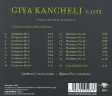 Giya Kancheli (1935-2019): Miniaturen Nr.1-18 für Violine &amp; Klavier, CD