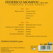 Federico Mompou (1893-1987): Sämtliche Klavierwerke, 4 CDs
