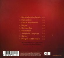Trackliste eines Albums mit neun Titeln. Roter Hintergrund, goldene Schrift. Komponist: Colin Steele.