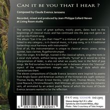 Claude Evence Janssens (2. Hälfte 20. Jahrhundert): Lieder "Can It Be You That I Hear", CD