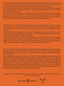 Texte über Johann Sebastian Bachs Kantaten-Zyklus, kommentiert von Philippe Albèra. Unten Logos von Gli Angeli Genève.