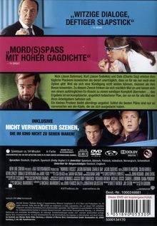 „Witzige Dialoge, deftiger Slapstick“ und „Mord(s)spaß mit hoher Gagdichte“. Beschreibung von Film und Bonusinhalten.