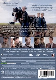 „Bewegend und klug.“ SÜDDEUTSCHE ZEITUNG. Frau mit Pferd auf Acker, zwei Jungen. Vier Porträts darunter, Text über Film und Specials.