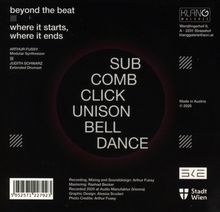 "beyond the beat, where it starts, where it ends. SUB COMB CLICK UNISON BELL DANCE." Schwarzer Hintergrund, weißer Text.