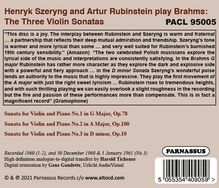 Johannes Brahms (1833-1897): Sonaten für Violine &amp; Klavier Nr.1-3, CD