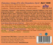 Pavel Tschesnokow (1877-1944): Liturgy of St. John Chrysostom op.42, CD