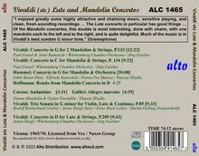 „Vivaldi (etc) Lute and Mandolin Concertos“, ALC 1465. Enthält Werke von Vivaldi, Hummel, Hoffmann, Caroso und Galilei.