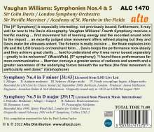 Ralph Vaughan Williams (1872-1958): Symphonien Nr.4 &amp; 5, CD