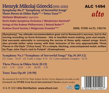 Henryk Mikolaj Gorecki (1933-2010): Symphonie Nr.3 "Symphonie der Klagelieder", CD