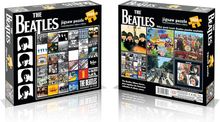 The Beatles 1000 piece Puzzle mit historischen Albumcovern und Gruppenfotos.