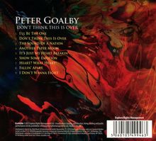 "Peter Goalby: Don't Think This Is Over" mit 9 Songtiteln. Farbwirbel in rot und schwarz dominieren das Design.