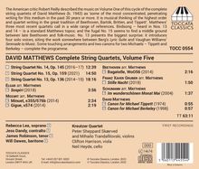 David Matthews (geb. 1943): Sämtliche Streichquartette Vol.5, CD