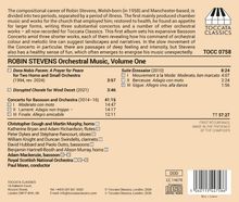 ROBIN STEVENS Orchestral Music, Volume One: Stücke für Hörner, kleine Orchester und Fagott. Toccata Classics Logo oben rechts.