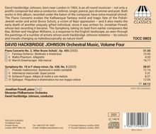 Ein Album von David Hackbridge Johnson, "Orchestral Music, Volume Four", mit Klavierkonzert und Sinfonie. Enthält Titel und Zeiten.