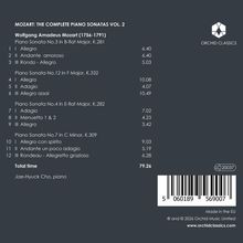 "MOZART: THE COMPLETE PIANO SONATAS VOL. 2" ist oben, Orchideen-Logo rechts. Pianist: Jae-Hyuck Cho, Laufzeit: 79:26 Minuten.