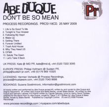 Abe Duque: Don't Be So Mean, CD