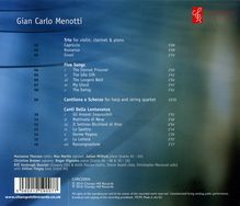 Gian-Carlo Menotti (1911-2007): Trio für Violine,Klarinette &amp; Klavier, CD