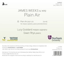 "James Weeks 'Plain Air' für Mezzosopran, Klavier, Elektronik. Lucy Goddard, Siwan Rhys. Logos: Vaughan Williams Foundation, Durham University."