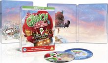 "How the Grinch Stole Christmas" 25th Anniversary Edition mit 4K Ultra HD + Blu-ray. Zeigt Grinch und Weihnachtsszenen.