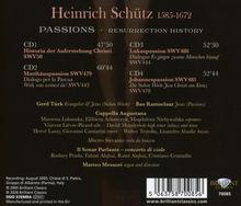 Heinrich Schütz 1585-1672. CD1: Historia der Auferstehung Christi SWV50 47'50. CD2: Matthäuspassion SWV479 60'44.