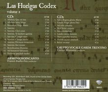 "Las Huelgas Codex, Volume 2", CD1 und CD2 Titellisten mit Dauerangaben. Dirigenten: Franco Radicchia und Enrico Miaroma.