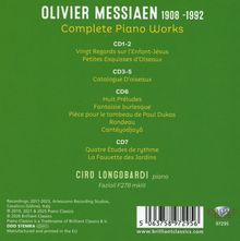"Olivier Messiaen 1908-1992. Complete Piano Works. CDs mit Werken und Pianist Ciro Longobardi. Grüner Hintergrund."