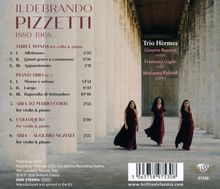 Titel: ILDEBRANDO PIZZETTI 1880-1968. Liste von Musikstücken. Trio Hèrmes: Ginevra Bassetti, Francesca Giglio, Marianna Pulsoni.