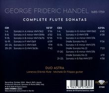 "GEORGE FRIDERIC HANDEL 1685-1759 COMPLETE FLUTE SONATAS. DUO ASTRA: Lorenzo D’Antò flute, Michele Di Filippo guitar."