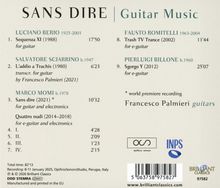 "SANS DIRE | Guitar Music" mit Stücken von Berio, Sciarrino, Momi, Romitelli, Billone. Gitarrist: Francesco Palmieri.