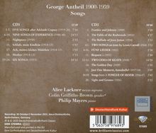 George Antheil 1900-1959 Songs. Trackliste von CD1 und CD2. Mitwirkende: Alice Lackner, Colin Griffiths-Brown, Philip Mayers.