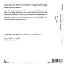 Album mit Alfred Schnittkes "Three Sacred Hymns", Yekaterinburg Philharmonic Choir. Andrei Petrenko, Dirigent. Fuga Libera Logo.