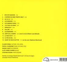 Trackliste auf gelbem Hintergrund, enthält 13 Titel. Musiker: Claude Semal (Gitarre, Stimme), Pascal Charodome (Klavier).