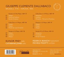 Giuseppe Clemente dall' Abaco (1710-1805): Sonaten für Cello &amp; Bc &amp; Duette für 2 Celli, CD