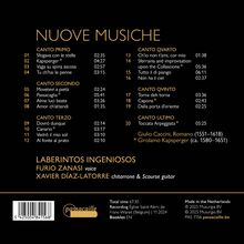 "NUOVE MUSICHE, LABERINTOS INGENIOSOS, FURIO ZANASI voice, XAVIER DÍAZ-LATORRE chitarrone & 5course guitar."  

