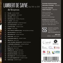 Lambert de Sayve (1549-1614): Geistliche Vokalwerke "Ad Vesperas", CD