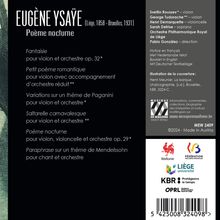 Eugene Ysaye (1858-1931): Werke für Violine &amp; Orchester "Poeme nocturne", CD