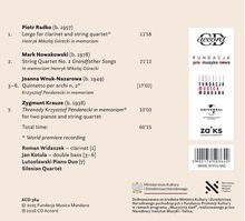 Texte: Piotr Radko, Mark Nowakowski, Joanna Wnuk-Nazarowa, Zygmunt Krauze, Komponisten und Werke mit Dauerangaben. Unten rechts Logos.