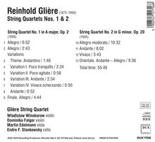 Reinhold Gliere (1875-1956): Streichquartette Nr.1 &amp; 2, CD