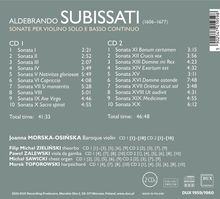 Aldebrando Subissati (1606-1677): Sonaten für Violine &amp; Bc Nr.1-20, 2 CDs