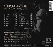 Andrzej Mikulski (geb. 1988): Messe es-moll für Orgel, Percussion, Kontra-Alt, 8-stimmigen Chor, CD