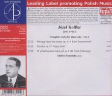 Jozef Koffler (1896-1944): Sämtliche Klavierwerke Vol.1, CD