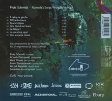 "Piotr Schmidt – Komeda's Songs Without Words." Sieben Titel, Gesamtzeit 63:11. Namen der Musiker inklusive Instrumente. Abstrakte Kunst.