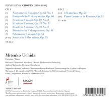 Fryderyk Chopin CDs mit Mitsuko Uchida. Werke wie Nocturne in B-Dur und Klavierkonzert in e-Moll enthalten.