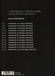 Georg Philipp Telemann (1681-1767): Fantasien für Viola da gamba solo Nr.1-12, CD