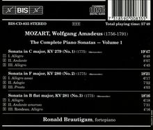 Wolfgang Amadeus Mozart (1756-1791): Klaviersonaten Vol.1, CD