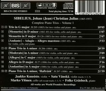 Jean Sibelius (1865-1957): Sämtliche Werke für Klaviertrio Vol.1, CD