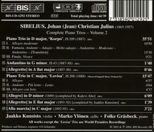 Jean Sibelius (1865-1957): Klaviertrios C-Dur &amp; D-Dur, CD